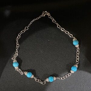 Chic Sterling Silver Necklace with Turquoise Beads